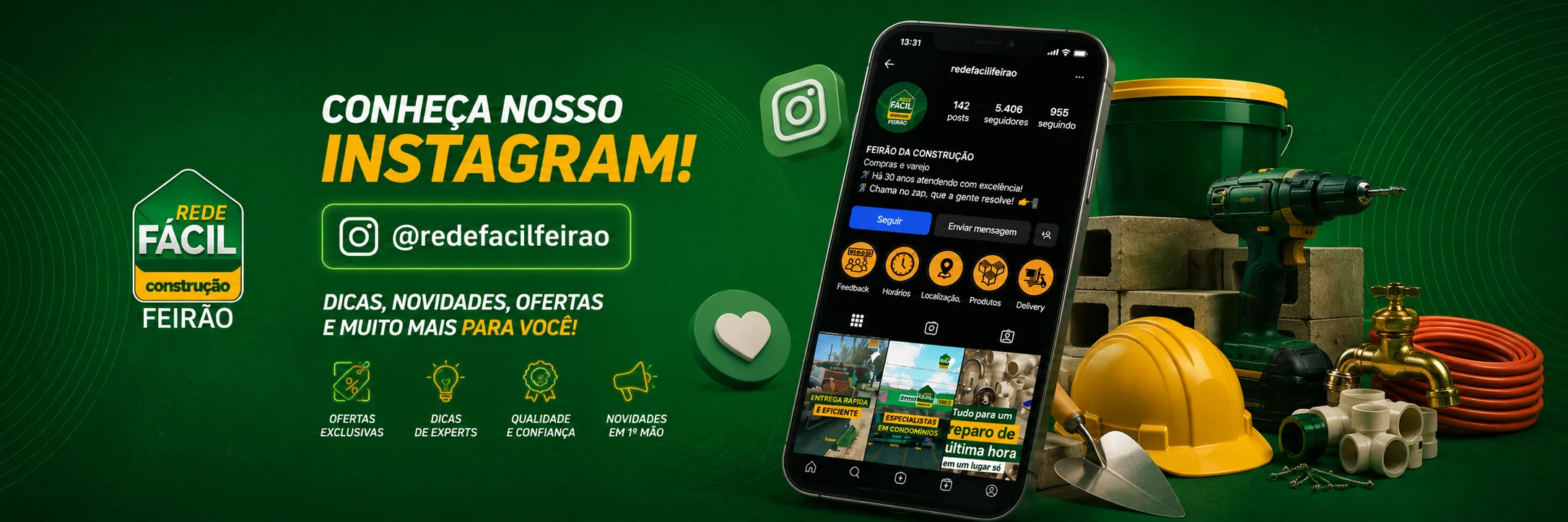 Conheça nosso Instagram @redefacilfeirao — dicas, novidades e ofertas