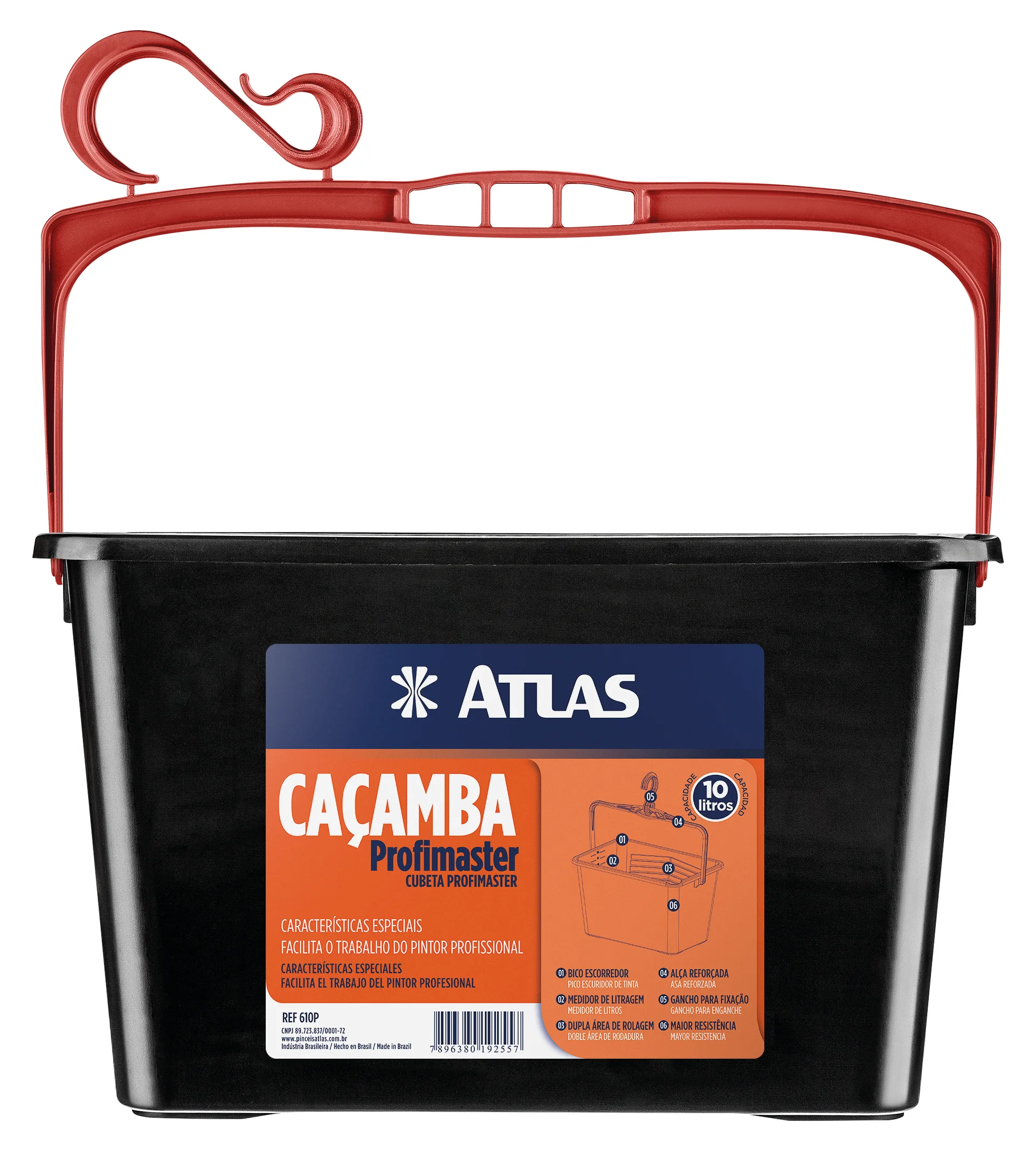 CACAMBA P/ PINTURA PRETA 10L 610P ATLAS
