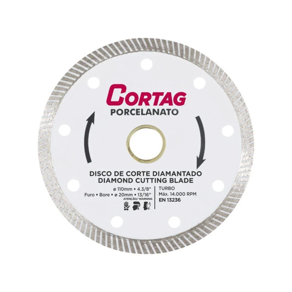 DISCO DIAMANTADO TURBO PORCELANATO 110MM CORTAG