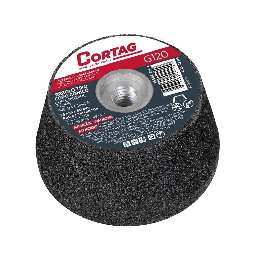 REBOLO CONICO 5' 100MM G-120 CORTAG